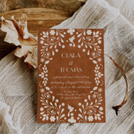 Convite de Casamento Vintage Terracota Mexicano