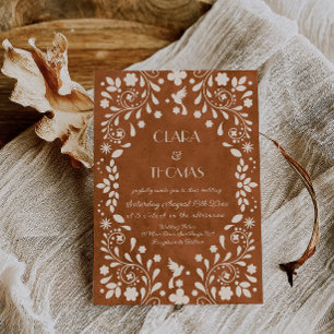 Convite de Casamento Vintage Terracota Mexicano
