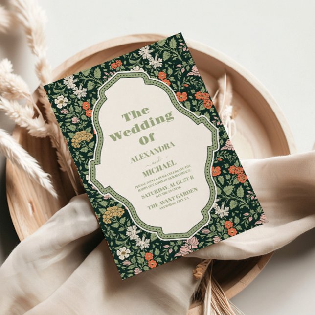 Convite de Casamento Vintage William Morris (Criador carregado)