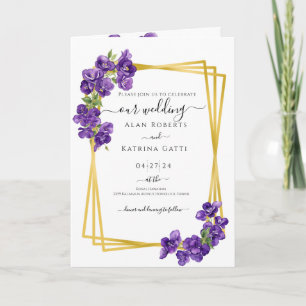 Convite de Casamento Violetas Deep Purple