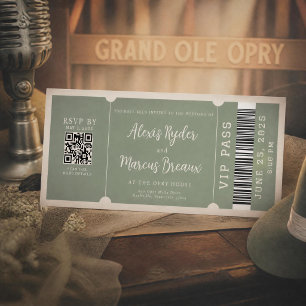 Convite de Casamento VIP Ticket Trendy Sage