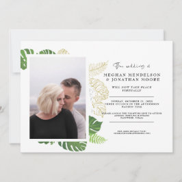 Convite de Casamento Virtual com Foto e Folhas de