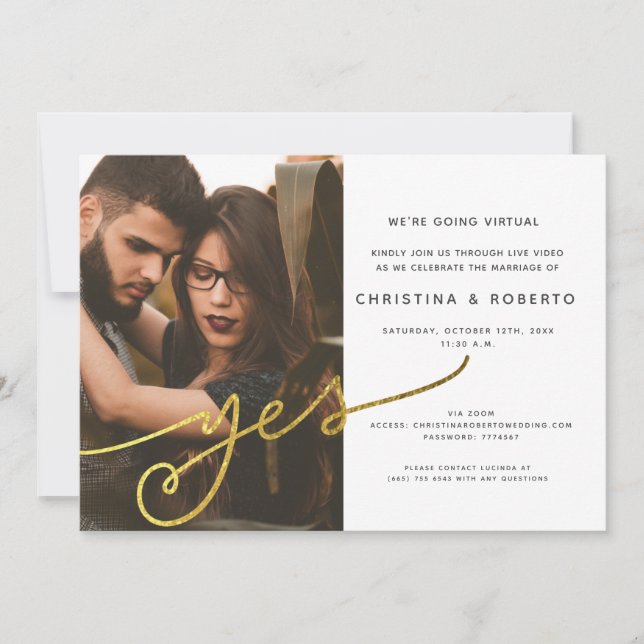 Convite de Casamento Virtual com Foto Geométrico D (Frente)