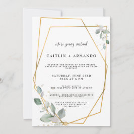 Convite de Casamento Virtual Geométrico Dourado
