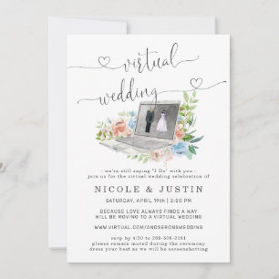 Convite de Casamento Virtual Laptop Floral