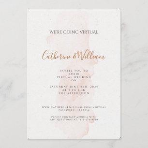 Convite de Casamento Virtual Minimal Blushing Peac