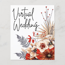 Convite de Casamento Virtual Rosa Vermelho Floral