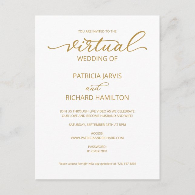Convite de Casamento Virtual Simples e Elegante (Frente)