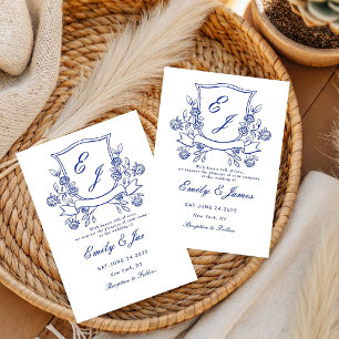 convite de casamento vitoriano com brasão floral a