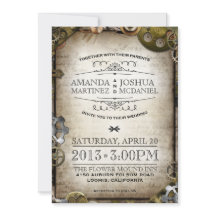 Convite de casamento Vitoriano do Steampunk Gears