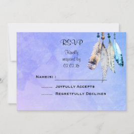 Convite de Casamento Watercolor Beads 'n Feathers