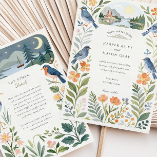 Convite de Casamento Watercolor Helsinki Floresta
