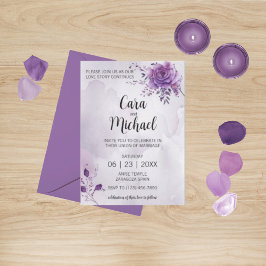 Convite de casamento Watercolor Morada
