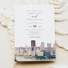 Convite de Casamento Watercolor Pittsburgh Pennsyl