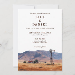 Convite de Casamento Western Cowboy Ranch All In O