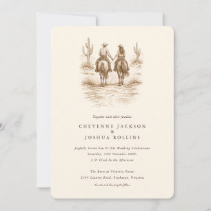 Convite de Casamento Western Desértico Rústico Mod