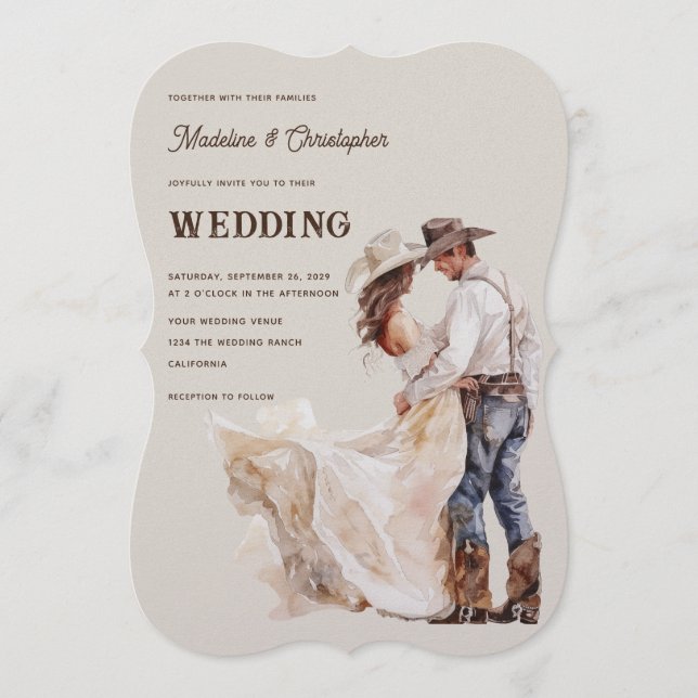 Convite de Casamento Western Ranch (Frente)
