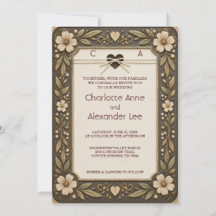 Convite de Casamento Western Sweethearts em Couro