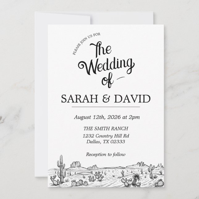Convite de Casamento Western Vintage (Frente)
