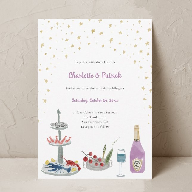 Convite De Casamento Whimsical Por Aquarela Desenh (Criador carregado)