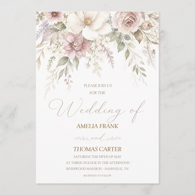 Convite de Casamento Whispering Magnolia (Frente)
