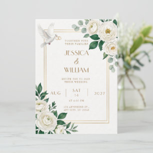 Convite de Casamento White Dove Ranunculus