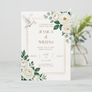 Convite de Casamento White Dove Ranunculus
