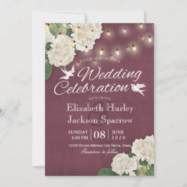 convite de casamento White Hydrangeas String Light