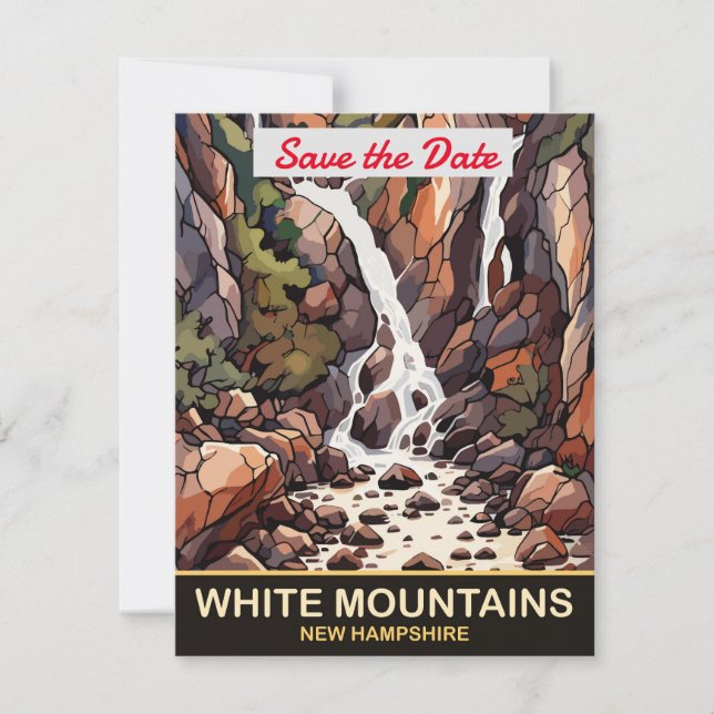 Convite de Casamento White Mountains New Hampshire (Frente)
