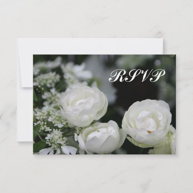Convite de Casamento White Roses RSVP (Frente)