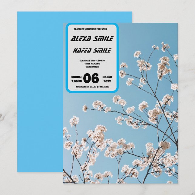 Convite de Casamento Wildflower Gatefold, Bela Noi (Frente/Verso)