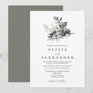 Convite de casamento Winter Greenery e Berries