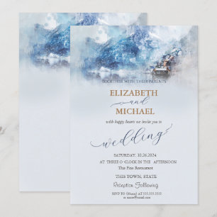 Convite de Casamento Winter Mountain Lake