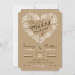 Convite de Casamento Woodland Heart