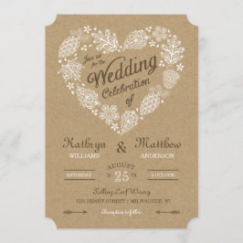 Convite de Casamento Woodland Heart