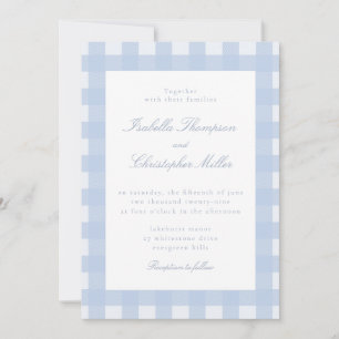 Convite de Casamento Xadrez Azul
