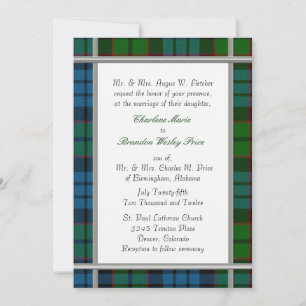 Convite de Casamento Xadrez Tartan Fletcher