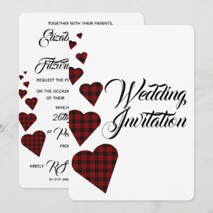 Convite de Casamento Xadrez Vermelho