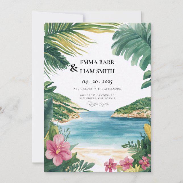 Convite de Casamento Zakynthos Zante Grécia (Frente)