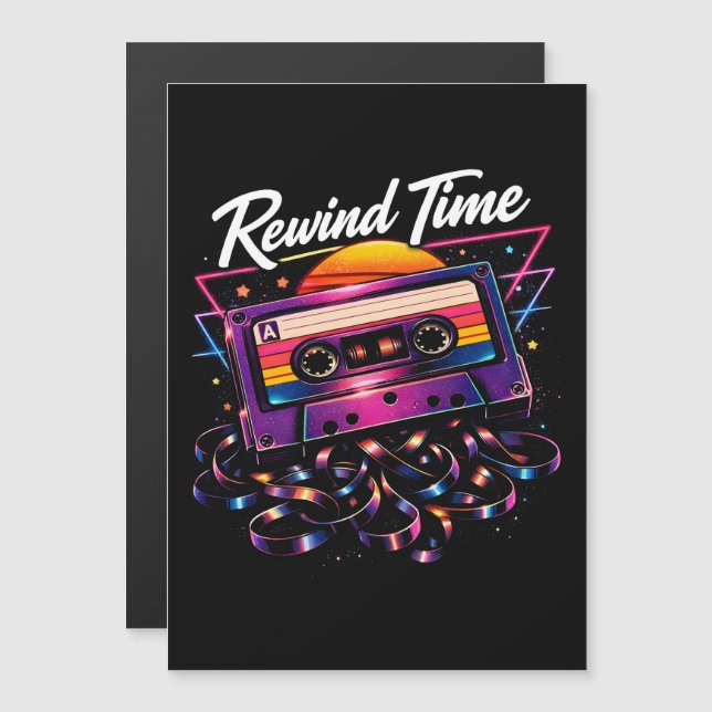 Convite de Cassete Vintage Retroceder no Tempo (Frente/Verso)