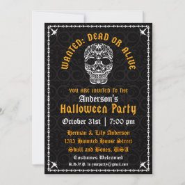 Convite de Caveira de Halloween Elegante