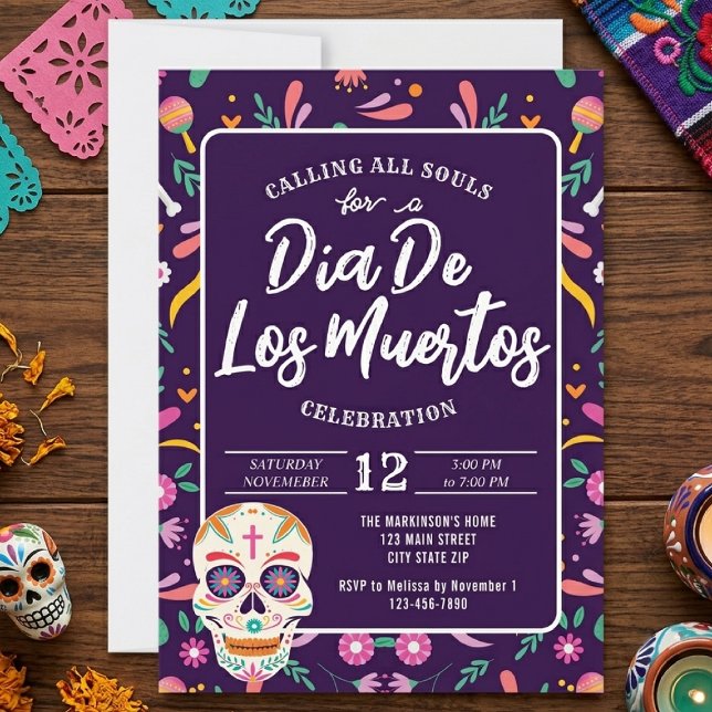 Convite de Caveira do Dia De Los Muertos Festa Mex (Criador carregado)