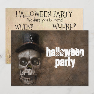 Convite de Caveira do Partido Halloween Personaliz