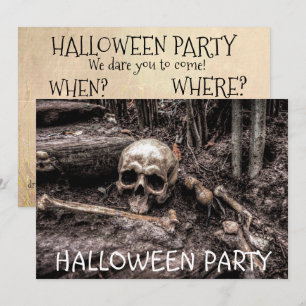 Convite de Caveira do Partido Halloween Personaliz