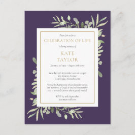 Convite de Celebração da Vida com Folhagem Roxa