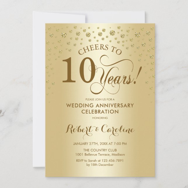 Convite de Celebração de 10º Aniversário de Ouro (Frente)