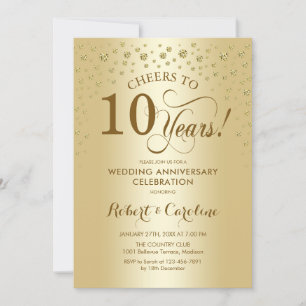 Convite de Celebração de 10º Aniversário de Ouro