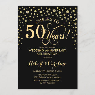 Convite de Celebração de 50º Aniversário Dourado P