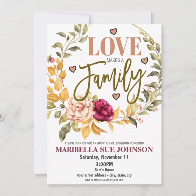 Convite de Celebração de Adoção (Frente)