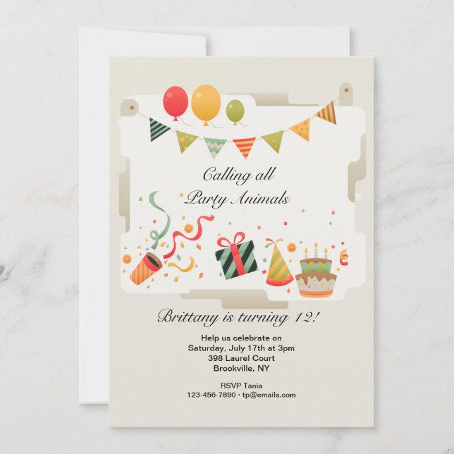 Convite de Celebração de Aniversário (Frente)